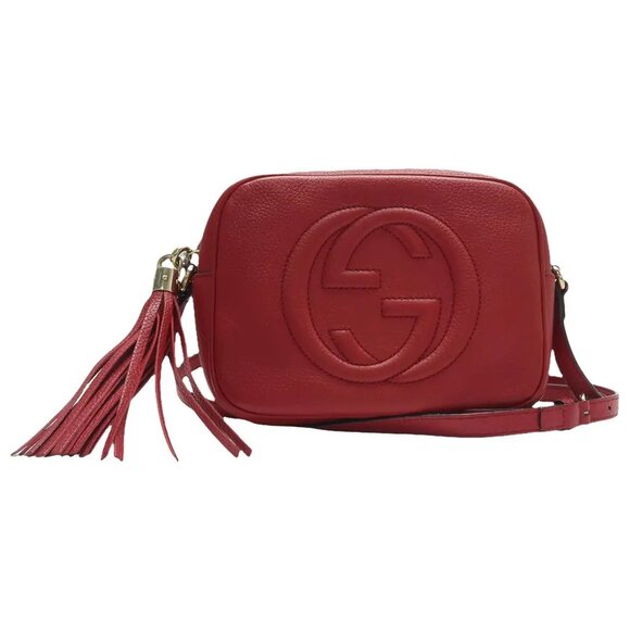 GUCCI Soho red Leather Shoulder Bag 691-052825 - Picture 1 of 12